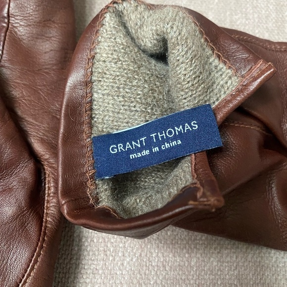 Grant Thomas Men’s Brown Leather Gloves Cashmere Lined Size M - Picture 5 of 8